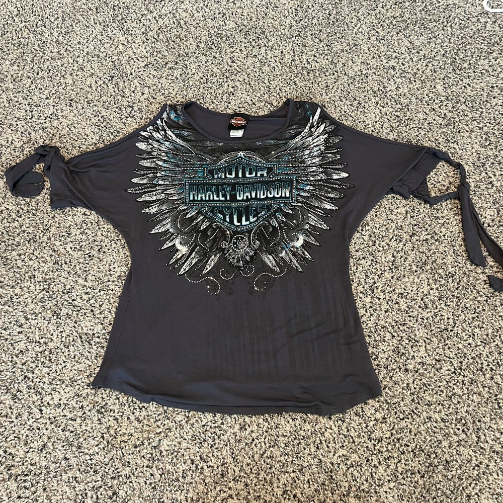 Harley Davidson Bling Cold Shoulder Top